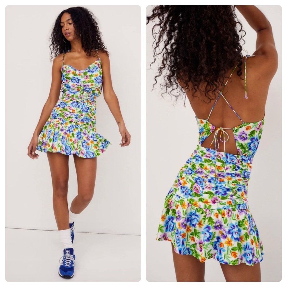 For Love & Lemons | Miranda Mini Dress Blue | M